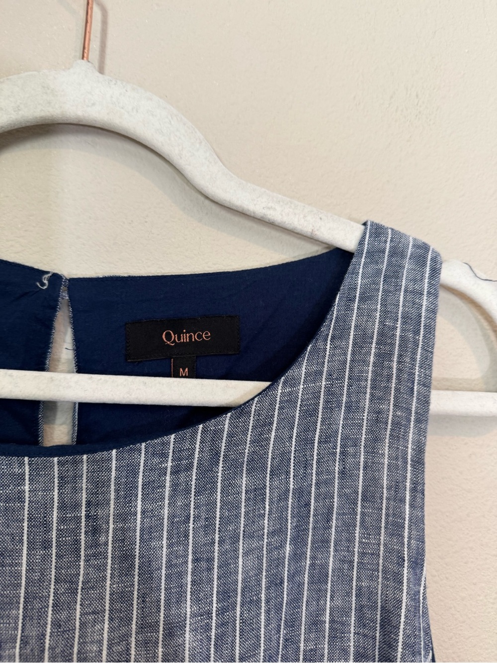 Quince 100% European Linen Tank Mini Dress Chambray Stripe - Picture 3 of 6